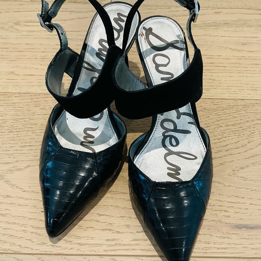 Sam Edelman Black Croc-Embossed Women's Heels